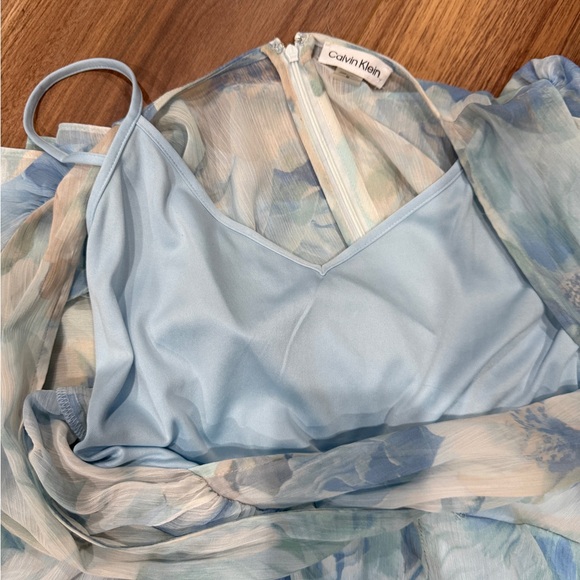 Calvin Klein Light Blue Floral Long Sleeve Dress - Picture 4 of 4